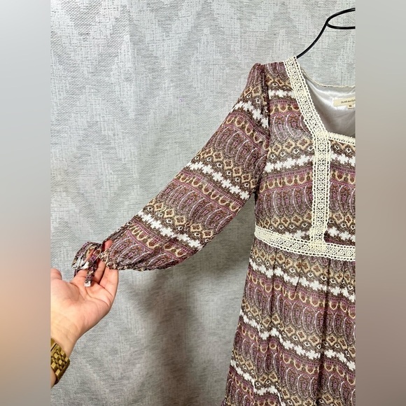 olive des olive 3/4 sleeve paisley boho dress size M - Picture 5 of 13